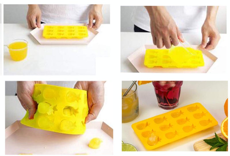 KRLIFCSL Candy Molds Ice Cube Trays Chocolate Molds, Silicone Molds Including Cactus, Flamingo, Coconut Tree & Pineapple for Making Ice, Jelly, Chocolate, Soap, Pack of 4 with 2 Droppers. (Multicolor) - Image 4
